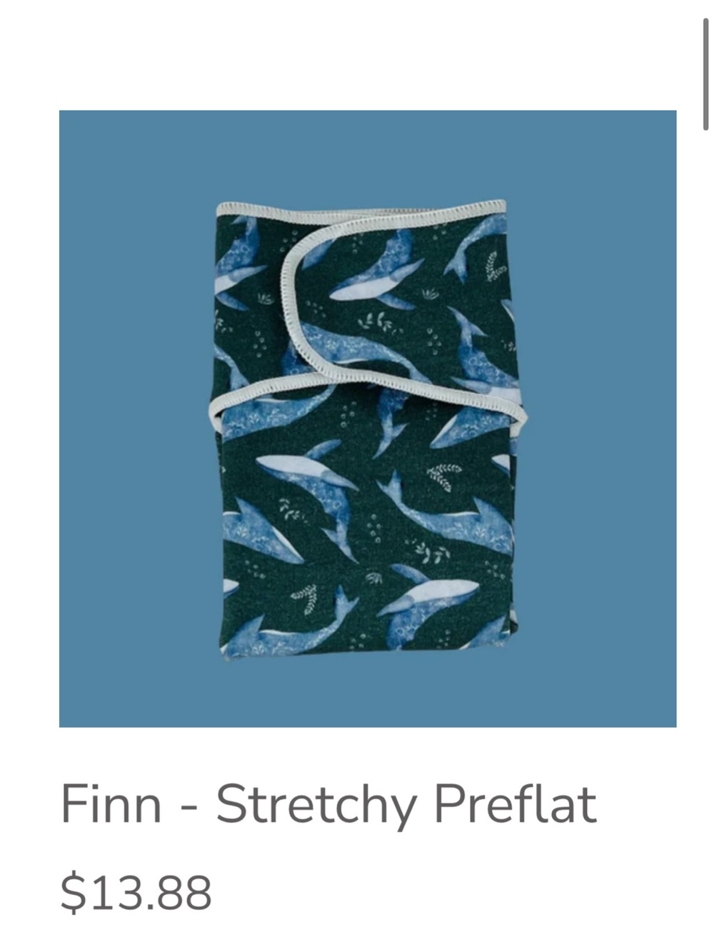 Stout House Cloth Diaper Winged, Stretchy Preflat- Deep Teal Whale Print